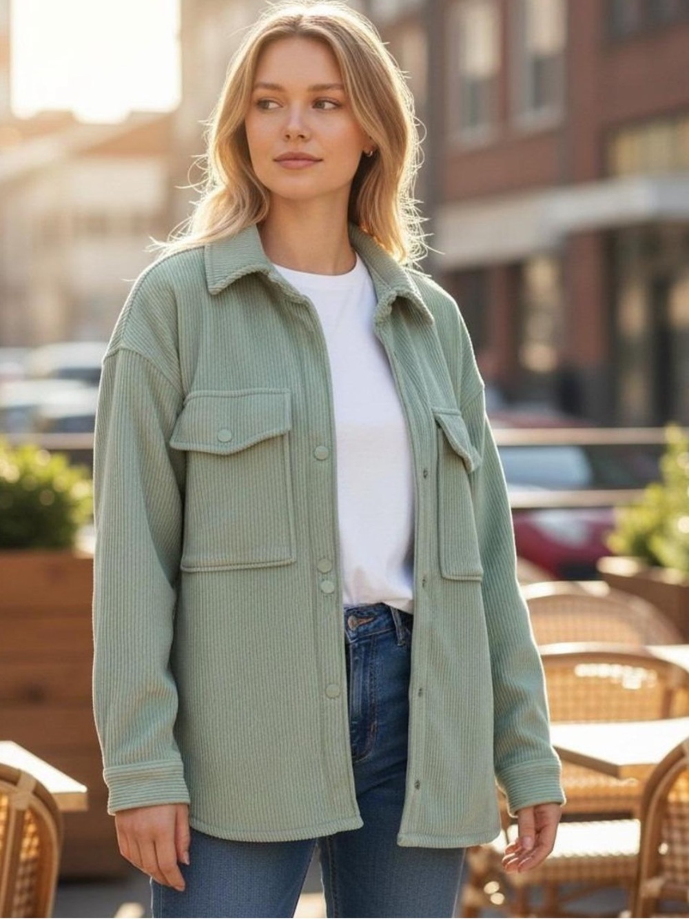 Abercrombie & Fitch Sage Green Corduroy Utility Jacket Sz XS